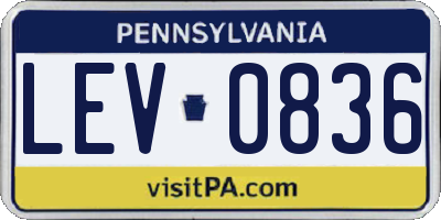 PA license plate LEV0836