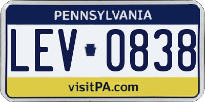 PA license plate LEV0838