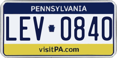 PA license plate LEV0840