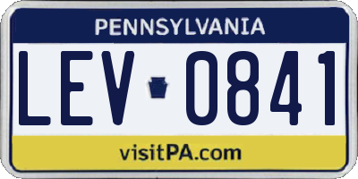 PA license plate LEV0841