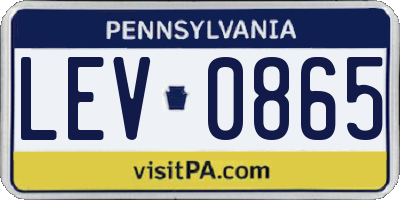 PA license plate LEV0865