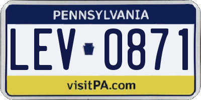 PA license plate LEV0871