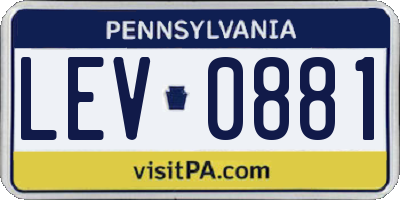 PA license plate LEV0881