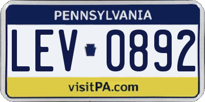 PA license plate LEV0892