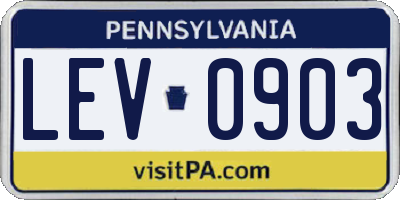 PA license plate LEV0903