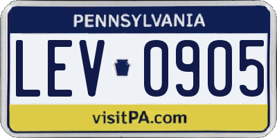 PA license plate LEV0905