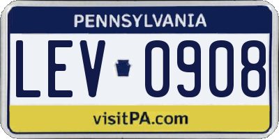 PA license plate LEV0908