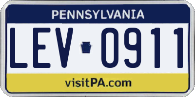 PA license plate LEV0911
