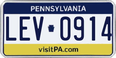 PA license plate LEV0914