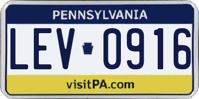 PA license plate LEV0916