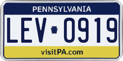 PA license plate LEV0919