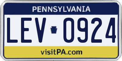 PA license plate LEV0924