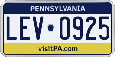 PA license plate LEV0925