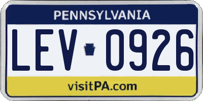 PA license plate LEV0926
