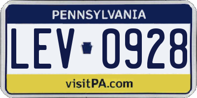 PA license plate LEV0928