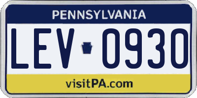 PA license plate LEV0930