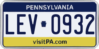 PA license plate LEV0932