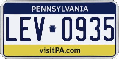PA license plate LEV0935