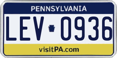 PA license plate LEV0936