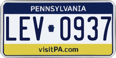 PA license plate LEV0937