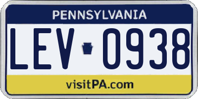 PA license plate LEV0938