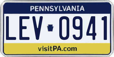 PA license plate LEV0941