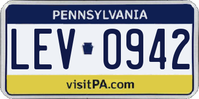 PA license plate LEV0942