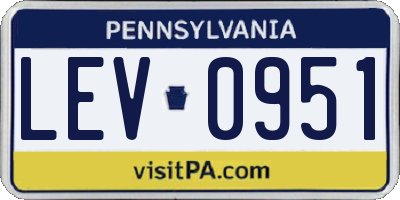 PA license plate LEV0951