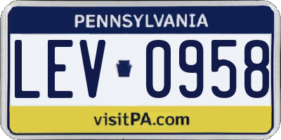 PA license plate LEV0958