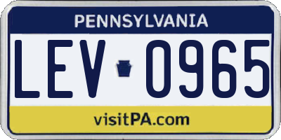 PA license plate LEV0965