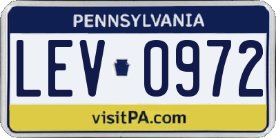PA license plate LEV0972