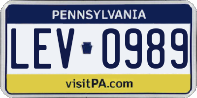 PA license plate LEV0989
