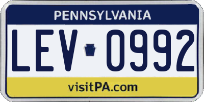 PA license plate LEV0992