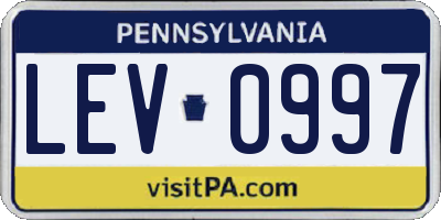 PA license plate LEV0997