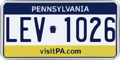 PA license plate LEV1026