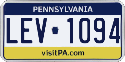 PA license plate LEV1094