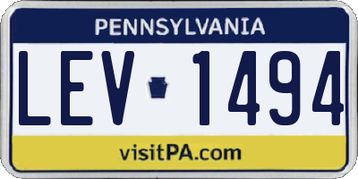 PA license plate LEV1494