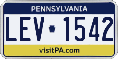PA license plate LEV1542