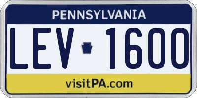 PA license plate LEV1600
