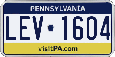 PA license plate LEV1604