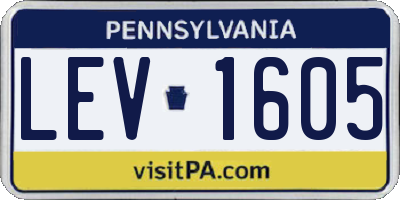 PA license plate LEV1605