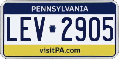 PA license plate LEV2905