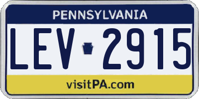 PA license plate LEV2915