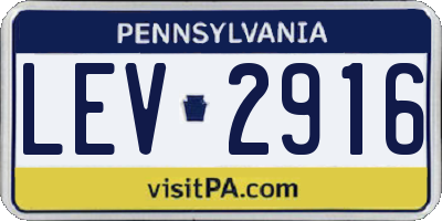 PA license plate LEV2916