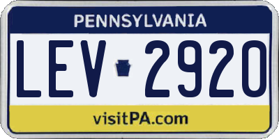 PA license plate LEV2920