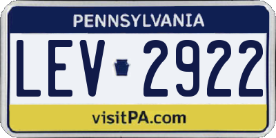 PA license plate LEV2922