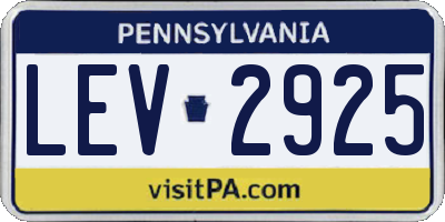 PA license plate LEV2925