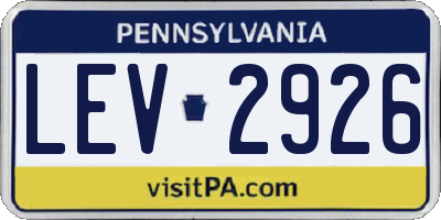 PA license plate LEV2926