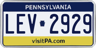 PA license plate LEV2929