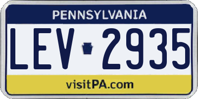PA license plate LEV2935